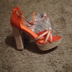 Orange Heeled Sandals